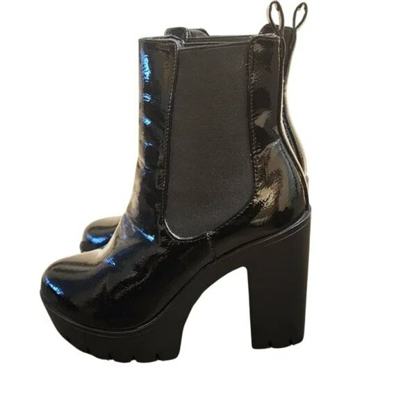 Seychelles Patent Black Chunky Platform GRACIE Boots.  SZ 8M - Picture 3 of 4
